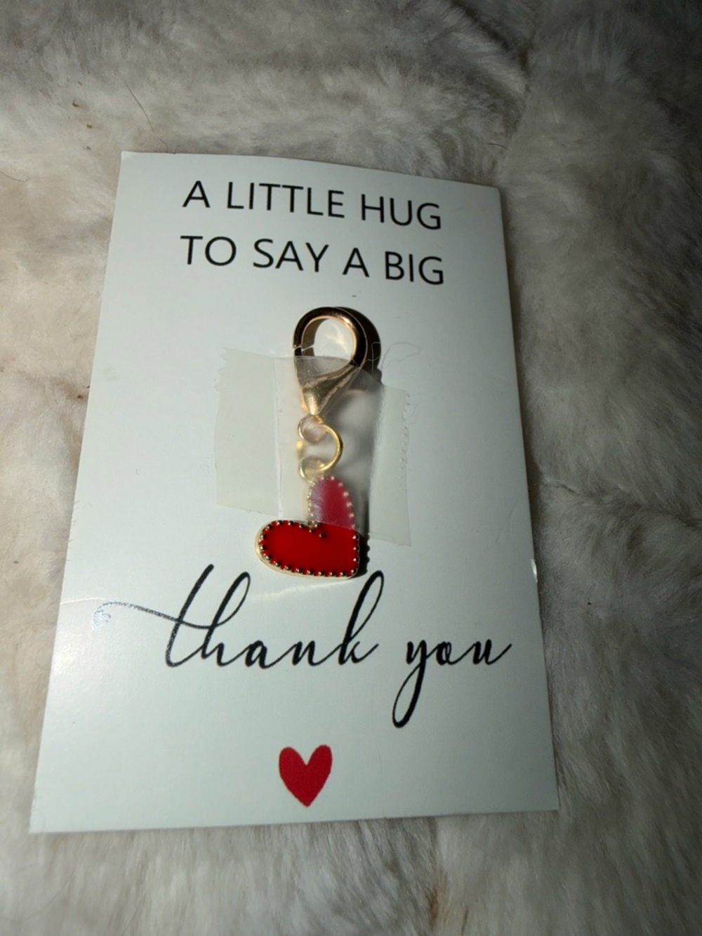 Thank you Red Heart Charm Keyring